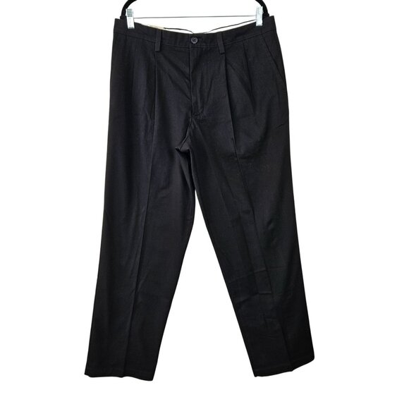 Dockers Mens Easy Khaki Classic Fit Pleated Dress Pants 36 W x32 L Stretch Black - Picture 4 of 12